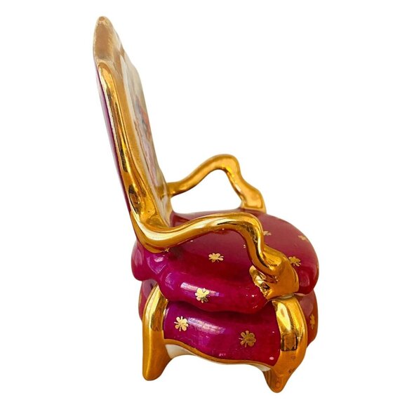 Vintage Limoges France Trinket Box Victorian Chair Porcelain Collectible - Picture 8 of 10